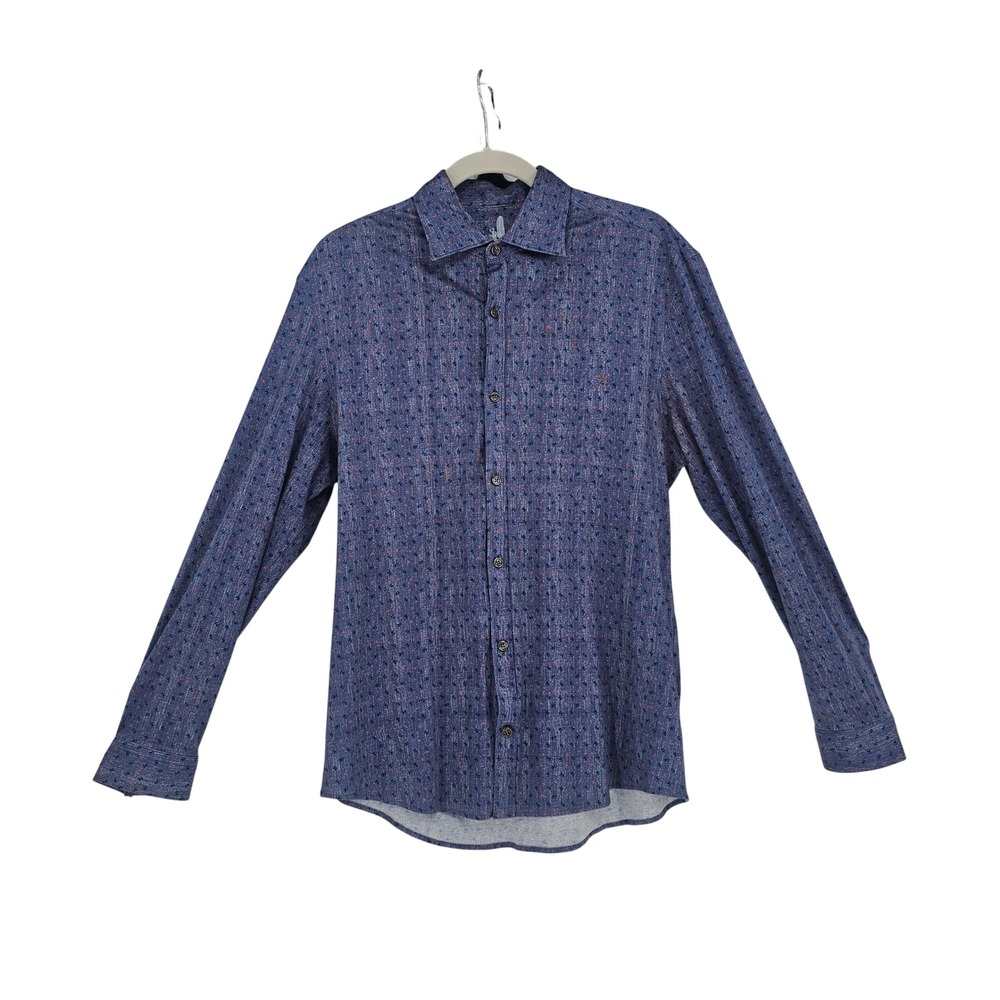 Johnnie-O Featherweight Button‎ Up Shirt M Chambray Floral Print LS Active Golf